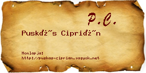 Puskás Ciprián névjegykártya